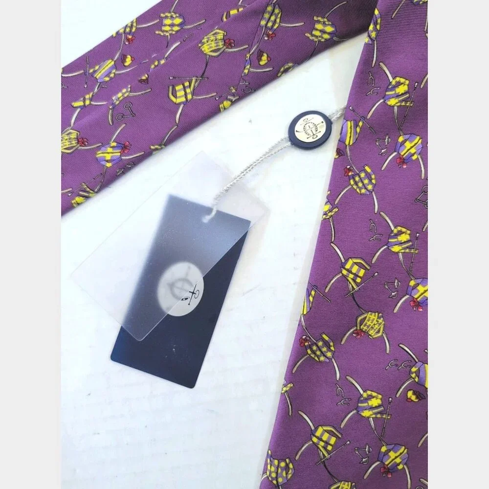 Equistrian Horse Racing Derby HONG KONG JOCKEY CLUB Purple‎ Silk Tie - New